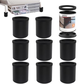 DEDU Bed Risers 4 Inch Heavy Duty 9 Pack, Furniture Risers with Non-Slip Pad Supports Up to 11000 Lbs, Round Couch Risers for Sofas, Desk or Chair (Black)