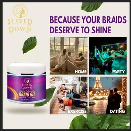 SLAYED DOWN 17.1oz Extreme Hold Braiding Gel – All-day Control For Black Women’s Hair, Locks, Braids, Twists, Retwist & Edge Control – Hard Hold, No Flake, High Shine, Locking Jam, Cornrows