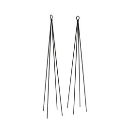 Achla Designs 34" H Black Powdercoated Wrought Iron Outdoor Garden Container Trellis (Set of 2)