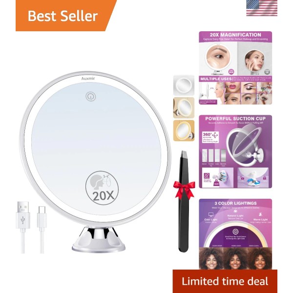 Unbranded 360° Suction Cup Vanity Mirror - 20X Magnification with