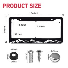 Mountains License Plate Frame - 2 Packs Universal Stainless Steel Black Car License Plate Frames Covers Holder Rustproof for Men Women MT3
