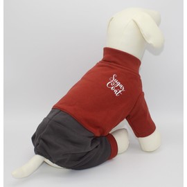 Sugar Coat Dog Sweater Pets 4 Legs Sweatshirt Dog Pullover Onesie Cat Puppy Cozy Pajamas Comfortable Cotton Blend Color Block with Leash Hole Pocket Reflective Logo Print - Harper (Brick Red, L)