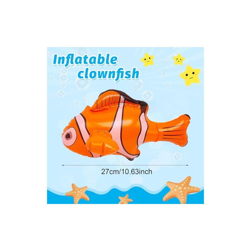 SAIIURV 3 Pcs Inflatable Clown Fish, Inflatable Pool Toy Fish,