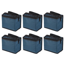 uxcell 2pcs Insulated Reusable Grocery Bags with Zippers and Handles, Collapsible Cooler Bags Washable Food Shopping Bags for Hot/Cold Food Groceries Travel Beach (Red, 9.8"x5.9"x7.9")