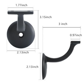 HOME MASTER HARDWARE Hand Rail Stair Brackets, Heavy Duty Stainless Steel Stair Support for Stairways Home or Office Staircase Handrail, 2 Pack