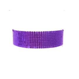 DATOA Chunky Wide Metal Sequins Choker Necklace Punk Hip Hop Thick Short Collar Necklace Party Costume Jewelry for Women-Purple