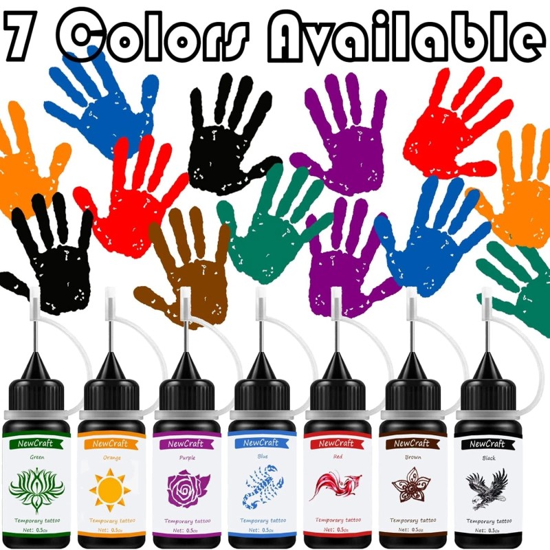 NewCraft Temporary Tattoos Kit, Permanent Tattoo, 4 Pcs with Three