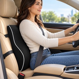 Lumbar Support Cushion for Car & Office – Rebound Back Rest Pad for Driver Seats & Office Chairs