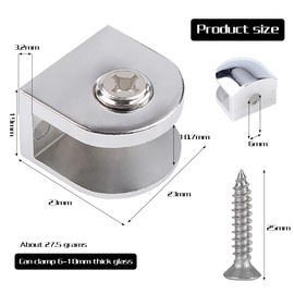 Pack of 12 Glass Clamps, Adjustable Glass Holder, Strong Zinc Alloy Clamp Holder, Adjustable Glass Divider, for Installing 6-10 mm Thick Glass and Acrylic Glass, Silver (with Screws)