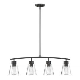 Homebelife Chandelier, Matte Black Finished with Clear Seeded Glass Shade for Dining Room Over Table(Matte Black 4-Light)