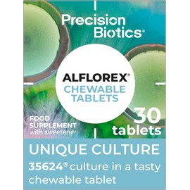 Alflorex® Chewable Probiotic Supplement – Daily Gut Health Support with Bifidobacterium Longum 35624 | Unique Clinically Studied Strain | Strawberry & Banana Flavour | 30 Chewable Tablets for Digestive Balance