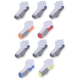 Fruit Of The Loom -Mens 10-Pair Half Cushion Ankle Socks White LG (3 Little Kid-9 Big Kid) One Size
