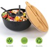 Salad Bowl with Sealed Lid, 9.8inches Black Airtight Large Salad