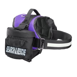 Search & Rescue Dog Harness with Removable Saddle Bag Backpack Harness Carrier Traveling. 2 Removable Search & Rescue Reflective Patches. Please Measure Dog Before Ordering.