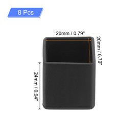 sourcing map 8Pcs Chair Leg Floor Protectors, 20x20mm/0.79x0.79" PVC Anti-Slip Furniture Leg Feet Cover for Hardwood Floors Patio Chair Table Bed, Black
