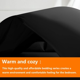 TAIMIT Queen Size Comforter Set - 7 Pieces, Bed in a Bag Bedding Sets with All Season Soft Quilted Warm Fluffy Reversible Comforter,Flat Sheet,Fitted Sheet,2 Pillow Shams,2 Pillowcases,Black