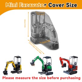 Kistrba Car Cover Mini Excavator 800-1600kg, Compatible with Kubota/John Deere/Bobcat/Takeuchi/Yanmar/JCB/Cat/Case, 420D Oxford Waterproof Full Cover Sun Frost Protection