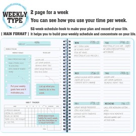 OSYLICT Weekly Planner Notebook,Undated A5 Daily Planner To Do List Diary,52 Weekly Habit Tracker Journal with Spiral Binding for College Work School Home Supplies (Blue)