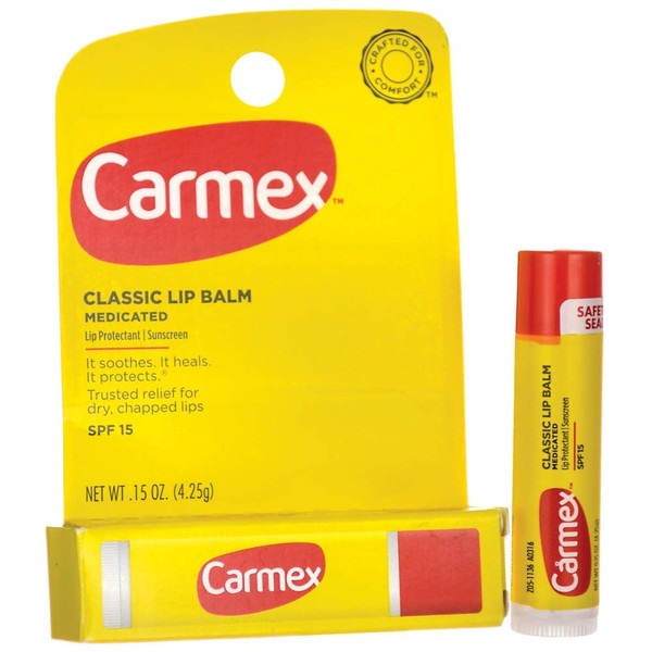 Carmex Classic Lip Balm Medicated SPF 15 0.15 oz (Stick in Carded box)
