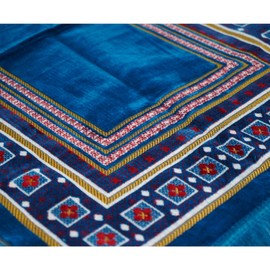 Prayer Mat (+ FREE Prayer Beads Tasbih) Islamic Namaz Lightweight soft Muslim Carpet Turkish Janamaz Namaz Sajadah, Ideal for Travel/Home/Office/Masjid/Hajj/Umrah (L-Blue)