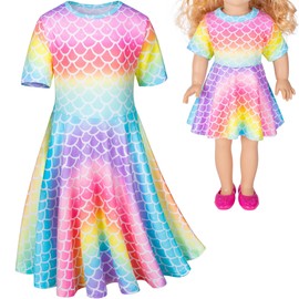 Doll and Girl Matching Nightdress Mermaid Dress Nightgowns Costume for Girl and 18" American Girl Doll Clothes(2-120)