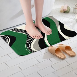 Feelyou - Alfombras de baño de color verde y gris, color blanco y negro, modernas, abstractas, geométricas para niños, niñas y adolescentes, diseño de rayas, para baño, accesorios de baño de 16 x 24