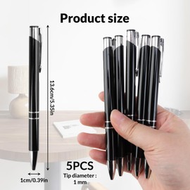 5Pc Black Stylish quality 5 metal ballpoint Pens, Retractable Ballpoint Pens, and Durable Stainless Steel Clip,Metal Writing Pens 1 mm Ink Ballpoint Pens for Colleagues Teachers Adults Students
