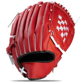 KRTOYUST® | Baseball Glove | Performance Composite Leather Baseball Mitts for Adult Youth | Baseball Softball Outfield Infield Mitts (Red, 10.5 Inch, Right Hand Throw)