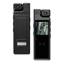 Andoer 4K Mini Body Camera, Body Cam with 180° Lens, WiFi Video Camera with Night Vision, Motion Detection, Supports App Control for Daily Recording/Service/Delivery/Conference