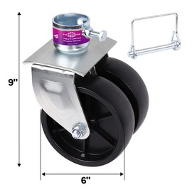Stegewop 6" Trailer Jack Swivel Caster Dual Wheel Replacement,2000lbs Capacity with Pin Boat Hitch Removable