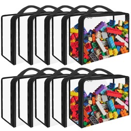 Hlimior 10 Pack Extra Large PVC Toy Storage Bags with Zippered Closure, Portable Toy Organizer for Board Games, Building Blocks, Books