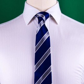 Fashion Blue & Silver Striped Formal Business Dressy Fashion Standard 3.15 Inch Tie Top