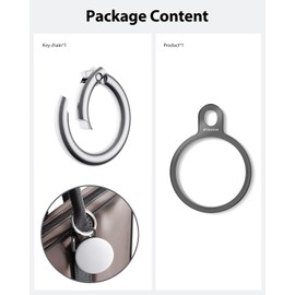 Stouchi AirTag Keyring [1 Pack] Stainless Steel Air Tag Case Holder Cover with 1 Key Fob Easy Setup Slim Design for AirTags Key Finder Air Tags Accessories, Space Grey