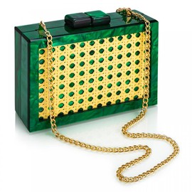 Gets Acrylic Clutch Purses for Women Marbling Beads Chain Purses and Handbags Elegant Banquet Evening Crossbody Bag (T Pink)