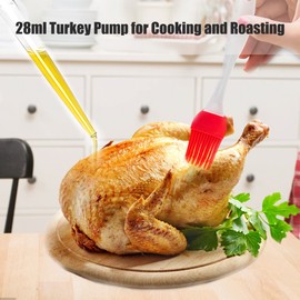 Turkey Baster Food Grade Quality Bulb comes with 1 bigger size Basting Brush and 1 Cleaning Brush, for Cooking Basting with Detachable Round Bulb -Butter Drippings, Glazes, Roasting Juices for Poultry