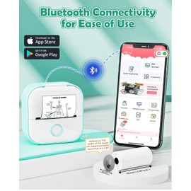 T02 Thermal Printer T02 Mini Sticker Printer - Portable Wireless Bluetooth Printer Thermal Printer Sticker for DIY Creations, Diaries, Notes, Photos, Compatible with iOS and Android, and IPid