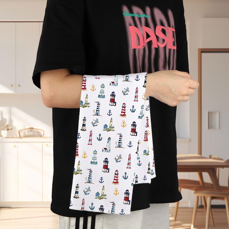 MYSOMY Lighthouse Kitchen Towel Lighthouse Anchor Towels Lighthouse Housewarming Gift