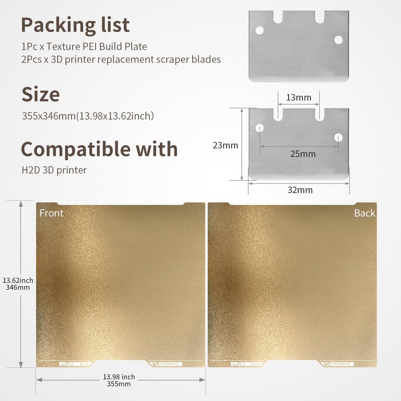 355X346MM PEI Sheet for Lab H2D Build Plate Double Sided