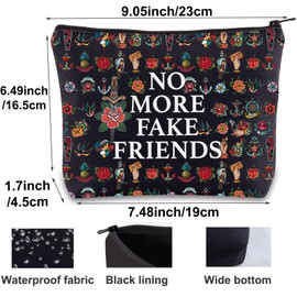 BWWKTOP Vintage Tattoos Cosmetic Makeup Bag Buttery No More Fake Friends Tattooing Zipper Pouch Bag Old School Tattoo Merch, No more Fake Friends, Bag