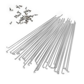 LUXU 36 Pcs 14G J Bend Silver Bike Spokes with 36 Brass Nipples- Anti Rust Steel Cycling Spokes,Road Mountain Bicycle Wheel Spokes for MTB,Ebike,Downhill,Trekking,City Bikes-182 mm