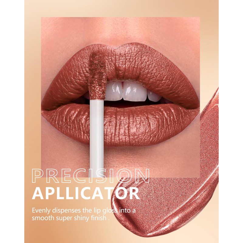 MAKI YIKA Metallic Lipsticks Long Lasting Brown Lipstick for Women,