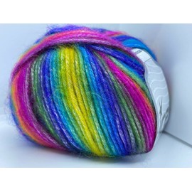 Picasso Rainbow II - Blue, Purple, Green, Yellow, Orange, Fuchsia Fuzzy with Subtle Sheen Yarn, Polyester, Acrylic Blend 50 gram 125 yards