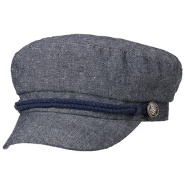 Lipodo Shania Elbsegler Women's Newsboy Hat Made of Linen/Cotton Mix - Baker Boy Hat with Elastic Band and Lining - Women's Cap with Cord and Buttons - Spring/Summer, blue