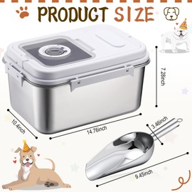 Honeydak 25 Lbs/23L/11 Kg Stainless Steel Dog Food Storage Container with Silicone Airtight Lid with Scoop Metal Pet Dog Cat Food Storage Container to Keep Fresh Easy Cleaning