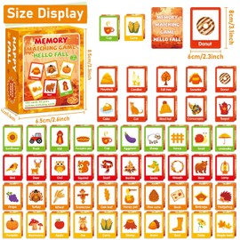 gisgfim 50 Pairs Thanksgiving Memory Matching Game Happy Fall Concentration Memory Games for Kids Educational Ages 3-8 A Fun & Fast Autumn Theme Memory Matching Games