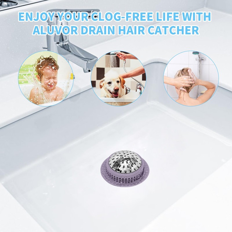 Aluvor Shower Drain Hair Catcher, Shower Drain Cover, Bathtub Drain