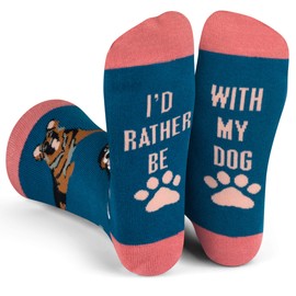 I'd Rather Be With My Dog Socks - Funny Gift For Dog Lovers - Unisex for Men and Women, One Size (Blue)
