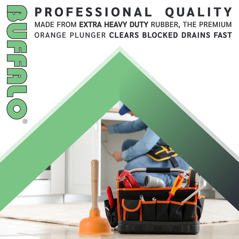 Buffalo - Premium Orange Cup Drain Plunger - Heavy Duty