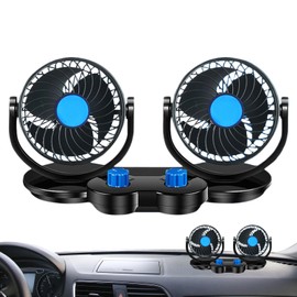 Car Fan for Backseat | Adjustable Double Head Car Electric Fan,360 Degree Rotation Silent Air Circulator with 3 Wind Speeds for Trucks Home Workplace