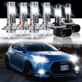 CHUSYYRAY Para For Hyundai Veloster 2012-2017 LED faro alto bajo + Kit de luz antiniebla